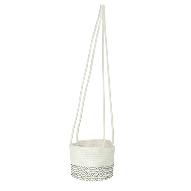 Cesta colgante para plantas Uxcell, cesta de macramé tejida con cuerda colgante de 28" para decoración del hogar, blanca 1 paquete