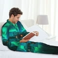 thumbnail image 6 of Naloa Northern Lights Men’s Pajamas Set - Long Sleeve Button Down Sleep Shirt and Pajama Bottoms Sleepwear Set-XX-Large, 6 of 7