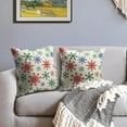 thumbnail image 3 of Christmas Snowflakes Pillow Covers 20x20 Set of 2 Red Green Blue Rustic Xmas Colored Holiday Decoration Print Outdoor Decorative Throw Pillows Farmhouse Winter Linen Cushion Case Sofa Couch Decor, 3 of 6