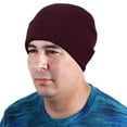 thumbnail image 3 of Falari 2 Pcs Men Women Skull Knitted Beanie Hat Plain Solid Color for Winter Black & Wine, 3 of 4
