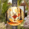 thumbnail image 4 of Welcome Fall Cairn Terrier Strolling Through the Autumn Maple Forest Round Wood Sign Cairns Dog Lover Hanging Wall Home Decor - 12012, 4 of 5