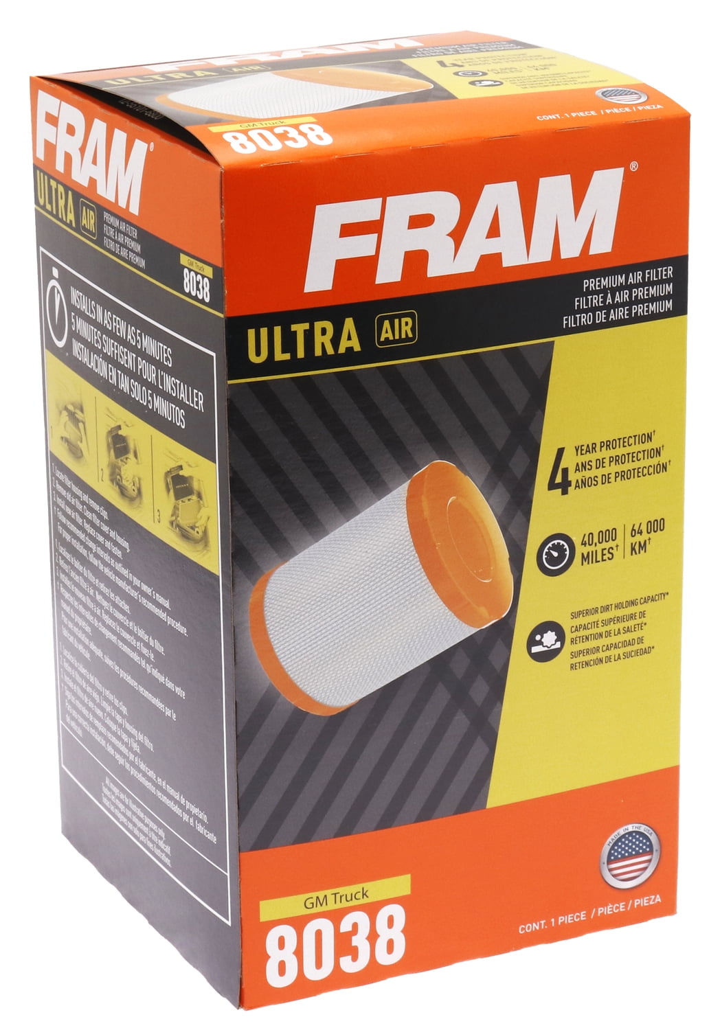 FRAM Ultra Air, XGA8038, Premium Engine Air Filter for Select