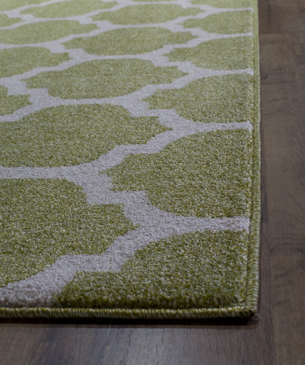 Rugs America Brooklyn Collection Green Ivory BK100E Contemporary Geometric Area Rug 7'10"x10'10"