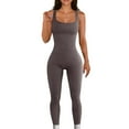 thumbnail image 2 of Women's Yoga Ribbed Jumpsuits Square Neck Tank Tops Rompers Sleeveless Exercise Gym Workout Jumpsuits Bodysuit, 2 of 4