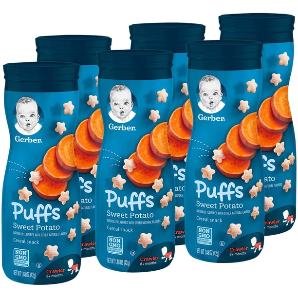 (6 Canisters) Gerber Puffs Sweet Potato, 1.48 oz.