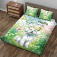 thumbnail image 3 of Bichon Frise Hello Spring Time Flower Floral Nature Quilt Bedding Set Bichons Dog Lovers Gifts Idea 1 Blanket Bed Cover 2 Pillowcases - 02031, 3 of 5