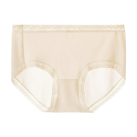 Ashirexll Underwear Women  Silk Underwear for Women Solid Color Lightweight Traceless Breathable Comfortable Mid Waist Panties for Women Khaki A Free Size