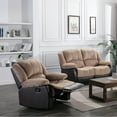 thumbnail image 3 of Nathaniel Home Manual Single Recliner Chair, PU Leather Upholstered Couch Sofa, Tufted Reclining Sofa, Plush Scoop Theater Seating, Lounge Chair for Living Room, Beige, 3 of 7