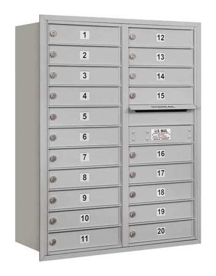 4C Horizontal Mailbox - 11 Door High Unit - Double Column - 20 MB1 Doors - Aluminum - Rear Loading - Private Access