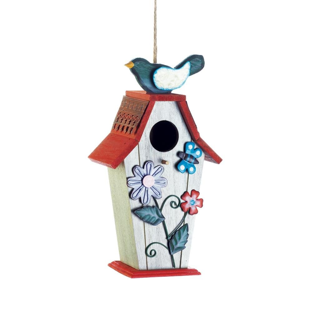 Birdhouse, Garden Birdie Wooden Hanging Outdoor Decorative Rustic Birdhouse by Songbird Valley