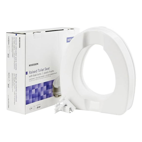 Raised Toilet Seat with Dual Locks, Fits Most Standard Toilets, 4 in H, 400 lbs Weight Capacity, 1 Count
