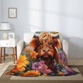 thumbnail image 2 of Rateoe Countryside Colorful Floral Cow Pattern Flannel Throw Blanket, Ultra-soft Blanket for Bed, Couch, Car, Hypoallergenic Anti-pilling blanket-80"x60"(Vertical), 2 of 6
