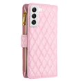 thumbnail image 4 of Dteck for Samsung Galaxy S22 5G Phone Case, Durable PU Leather Zipper Card Holder Magnetic Clasp Kickstand Lanyard Strap Wristlet Women Girl Phone Cover Case for Samsung S22 5G 6.1 inch, Pink, 4 of 7