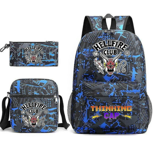 Stranger Things Hellfire Club Backpack Three-piece Set School Bag_y