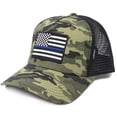 thumbnail image 6 of Thin Blue Line Flag Hat for Men and Women – Snapback Trucker Baseball Cap by International Tie (Camouflage), 6 of 6