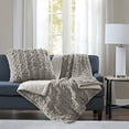 thumbnail image 4 of Ruched Fur Throw Grey 50x60", 4 of 4