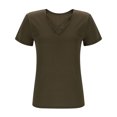 thumbnail image 4 of Hecho para Más Camisa Mujeres de Cuello en V de Gran Tamaño de Manga Corta Top Sólido, Base de Verano Deportivo Tee para el Uso Diario Y Casual Del Hogar, Bastidor de Imitación Ligero, 4 of 7