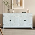 thumbnail image 2 of 60"White Accent Cabinet with 4 Doors, Rustic Wood Sideboard Pantry Cabinet - Versatile Buffet Cabinet with Storage for Home Decor and Organization chic cabinet, 2 of 13