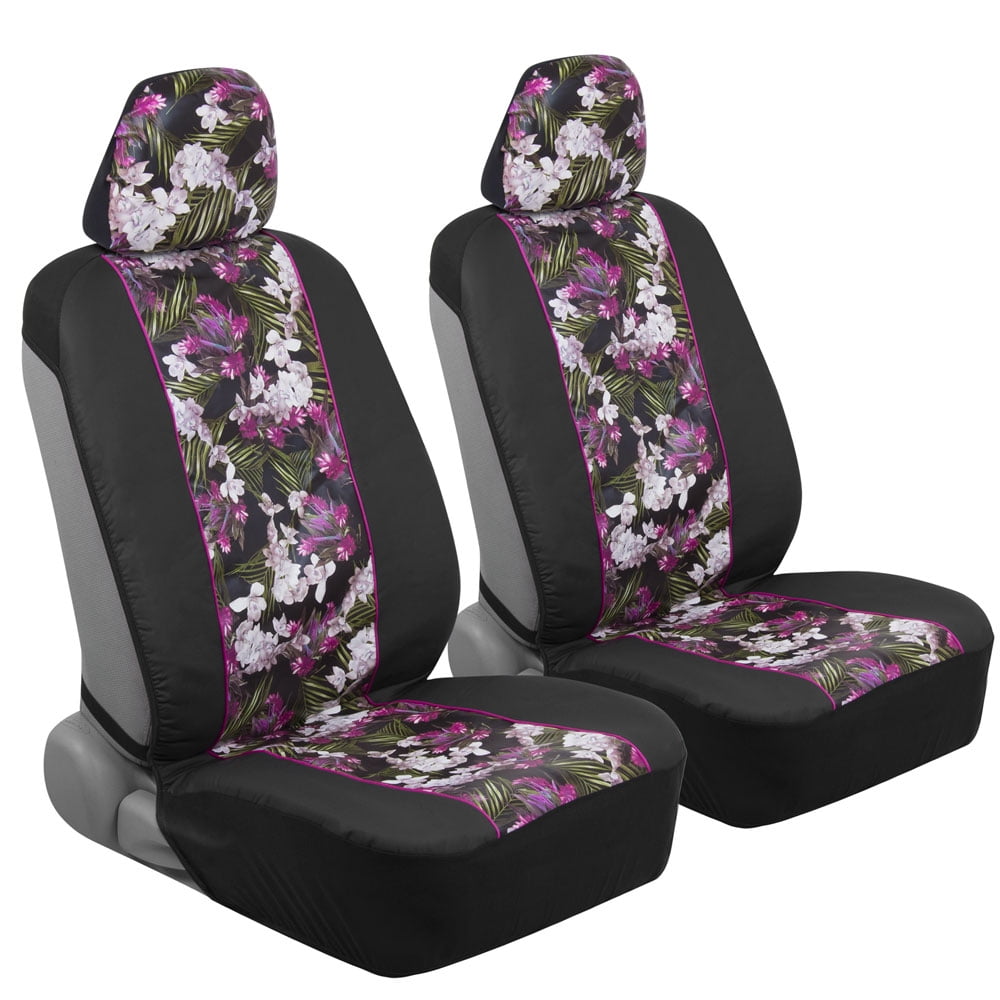 Full Set 8PCS TSVAGA Mandala Lotus Car Accessories Front Back Bench Bucket Seat Cover with Anti Slip Steering Wheel Cover+Car Seat Belt Covers+Armrest Center Console Cover for Auto Truck Van SUV
