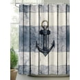 thumbnail image 3 of Navy Blue Nautical Waterproof Fabric Shower Curtain, Coastal Blue Striped Vintage Shower Curtain for Bathroom Curtains Bathtubs Hotel Washable Shower Curtains with 12 Hooks Extra Long 72x96, 3 of 6