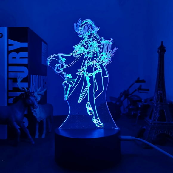 WJ Genshin Impact 3D Lamp Game Manga Figure Atmosphere Illusion LED for Bedroom Bedside Decor Child Gifts Night Light Lampara