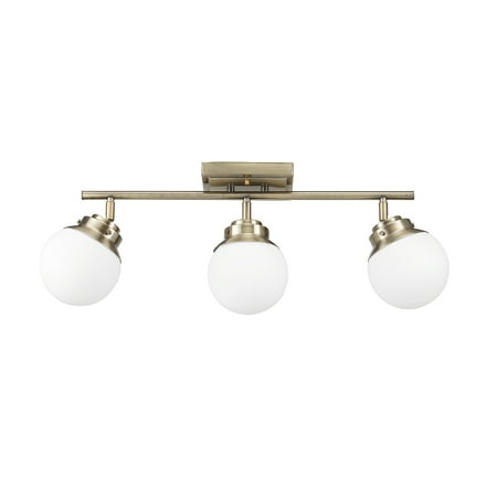 

Globe Electric Mabel 3-Light Antique Brass Track Lighting with Frosted Glass Shades Bulbs Included 59767