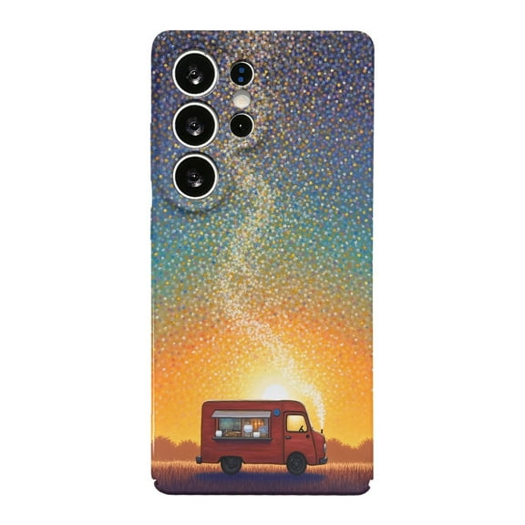 SKLYDDI Multicolor Peaceful Sunset Field for Galaxy S25 Ultra Case - Red Food Truck, Stylized Specks, TPU Flexible, Aesthetic Cute