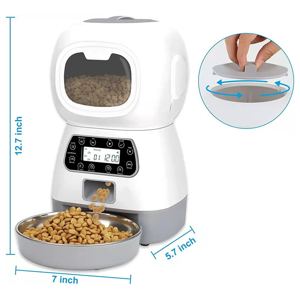 Smart Robot Automatic Pet Feeder for Cats & Dogs - 3.5L Dry Food Dispenser with Timed & Portion Control, Dual Power Supply, and Removable Stainless Steel Bowl