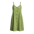 thumbnail image 7 of Bxsruta Women's V Neck Spaghetti Strap Button Down A Line Midi Dress Casual Loose Comfortable Swing Sundress with Pockets for Summer Beach Vacation Lightweight Flowy, 7 of 7