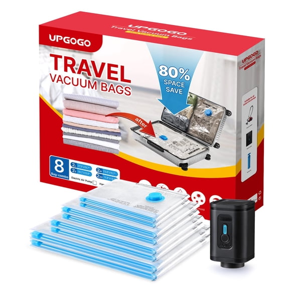 Bolsas para aspiradora UPGOGO Travel con bomba eléctrica, paquete de 8 unidades