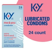 K-Y Extra Lubricated Latex Condoms, Discreetly Packaged With Extra Lubrication For Comfort & Smoothness, Natural Fit For Him & Ultra Thin, 24 Count
