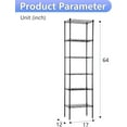 thumbnail image 3 of FDW 6-Tier Wire Storage 17x12x64 Black Shelving Shelves, Adjustable Racks Heavy-Duty Metal Shelf, 3 of 7