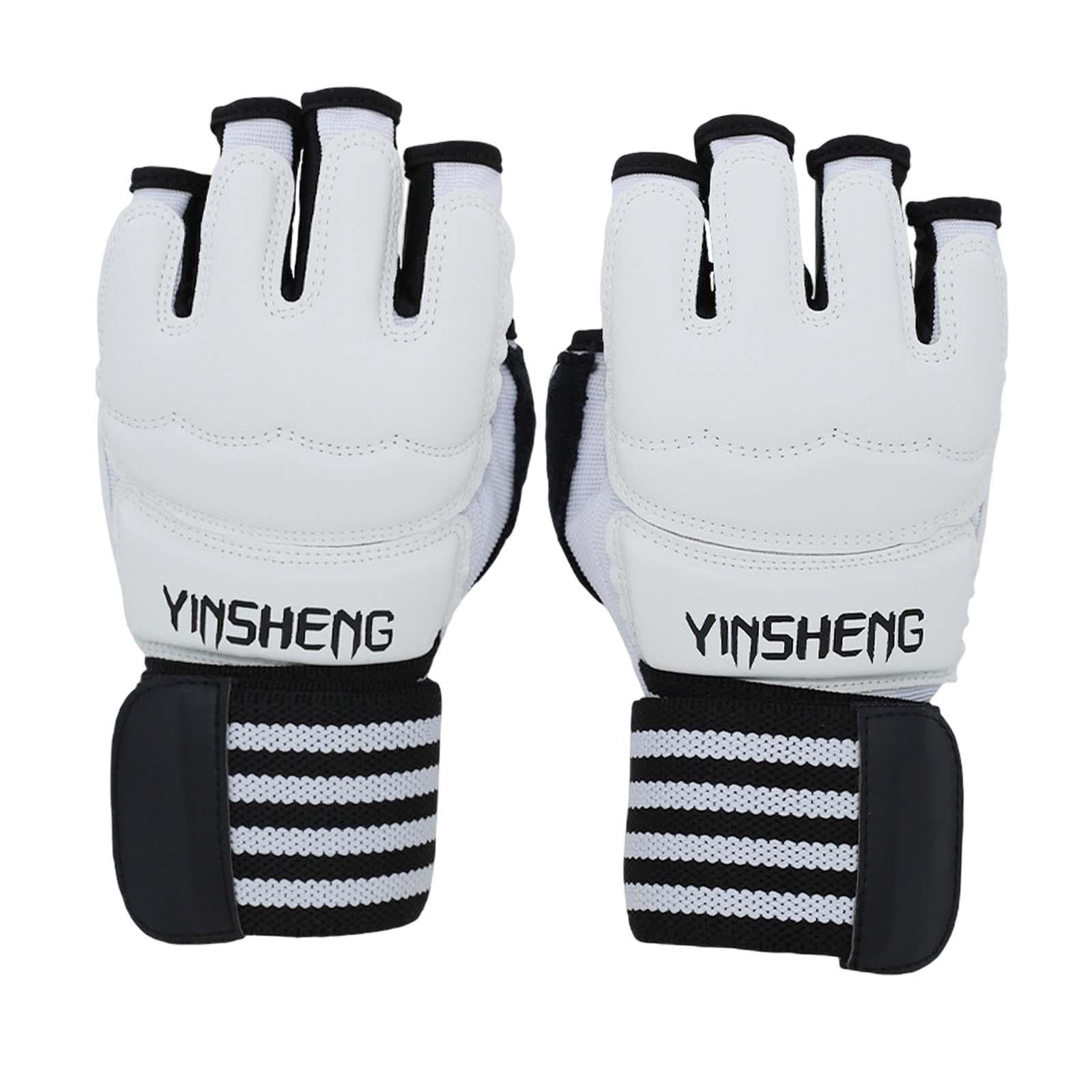 DimyFew 2 Pieces Boxing Training Gloves Half Finger PU Punching Mitts Cylindrical Fixing S