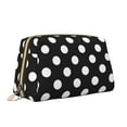 thumbnail image 2 of Easygdp Black and White Polka Dot Leather Makeup Bag Zipper Pouch Travel Cosmetic Organizer for Women and Girls, Make up Bag with Zipper, 2 of 8