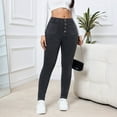 thumbnail image 5 of Viikei Women's High Waisted Leggings Plush and Thick,Women's Casual Fashion Solid Color High Waist Add Fleece To Thicken Straight Barrel Cowboy Pants Black L, 5 of 8