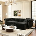 thumbnail image 6 of Convertible Sleeper Sofa Bed 3-in-1 King Size Velvet Tufted Design with Movable Ottoman Chaise Lounge for Small Spaces Black, 6 of 9
