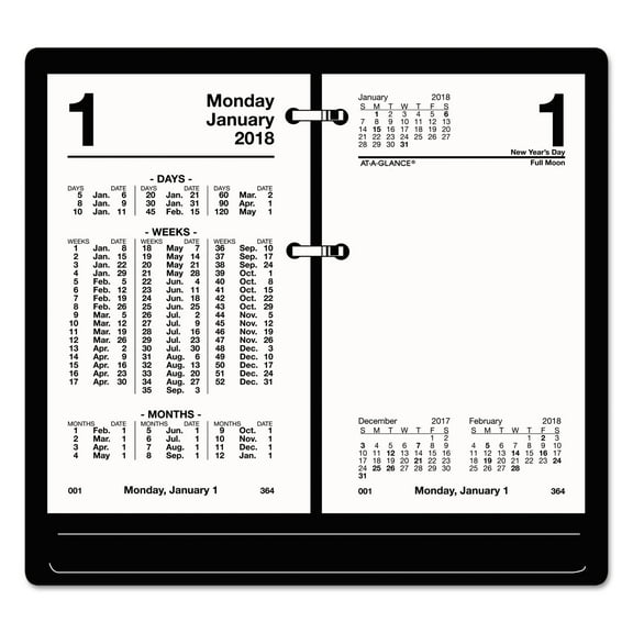 AT-A-GLANCE Financial Desk Calendar Refill, 3 1/2 x 6, White, 2018