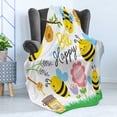 thumbnail image 4 of Honey Bee Soft Flannel Fleece Blanket, Cartoon Style Illustration of a Bee Happy Garden Scene and an Organic Honey Jar, Cozy Plush for Indoor and Outdoor Use, 70" x 90", Multicolor, by Ambesonne, 4 of 5