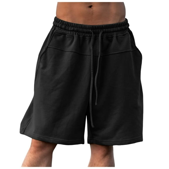 VNKIDY Men's Casual Shorts Lightweight Solid Color Loose Fit Shorts Elastic Waisted Drawstring Shorts For Daily Outdoor Activities Versatile Pants