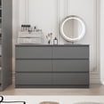 thumbnail image 4 of IMKHK 6 Drawer Double Dresser with Cutout Handles, 47.2" Wooden Storage Side Cabinet Chest of Drawers, Modern Vertical Chest of Drawers Organizer for Hallway Bedroom Living Room Office, Gray, 4 of 5