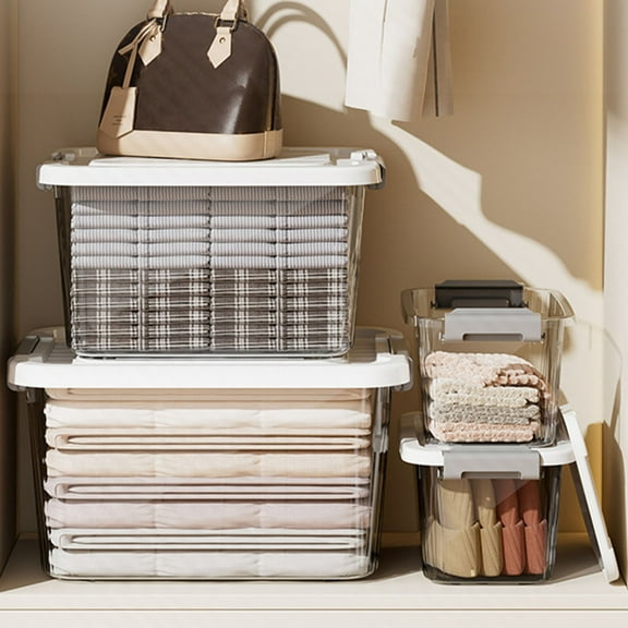 SHENGXINY Clear Storage Boxes with Lids, Storage Latches Box Plastic Storage, Organizers for Home, Office, Dorm & Garage Clear 13.8x9.8x7.9in