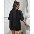 thumbnail image 2 of playera larga de gran tamaño con estampado de letras y hombros caídos para mujer Negro N XS Negro N XS Xishao ropa, 2 of 2