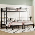 thumbnail image 3 of Metal Triple Bunk Bed for Kids,Twin Over Twin Over Twin Bunk Bed with Full-Length Guardrail and Ladder,Separates Into 3 Twin Beds,Noise Reduced Structure,Black, 3 of 8