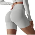 thumbnail image 3 of High Waisted Biker Shorts for Women-5" Tummy Control Fitness Athletic Workout Running Yoga Gym Shorts White L, 3 of 4