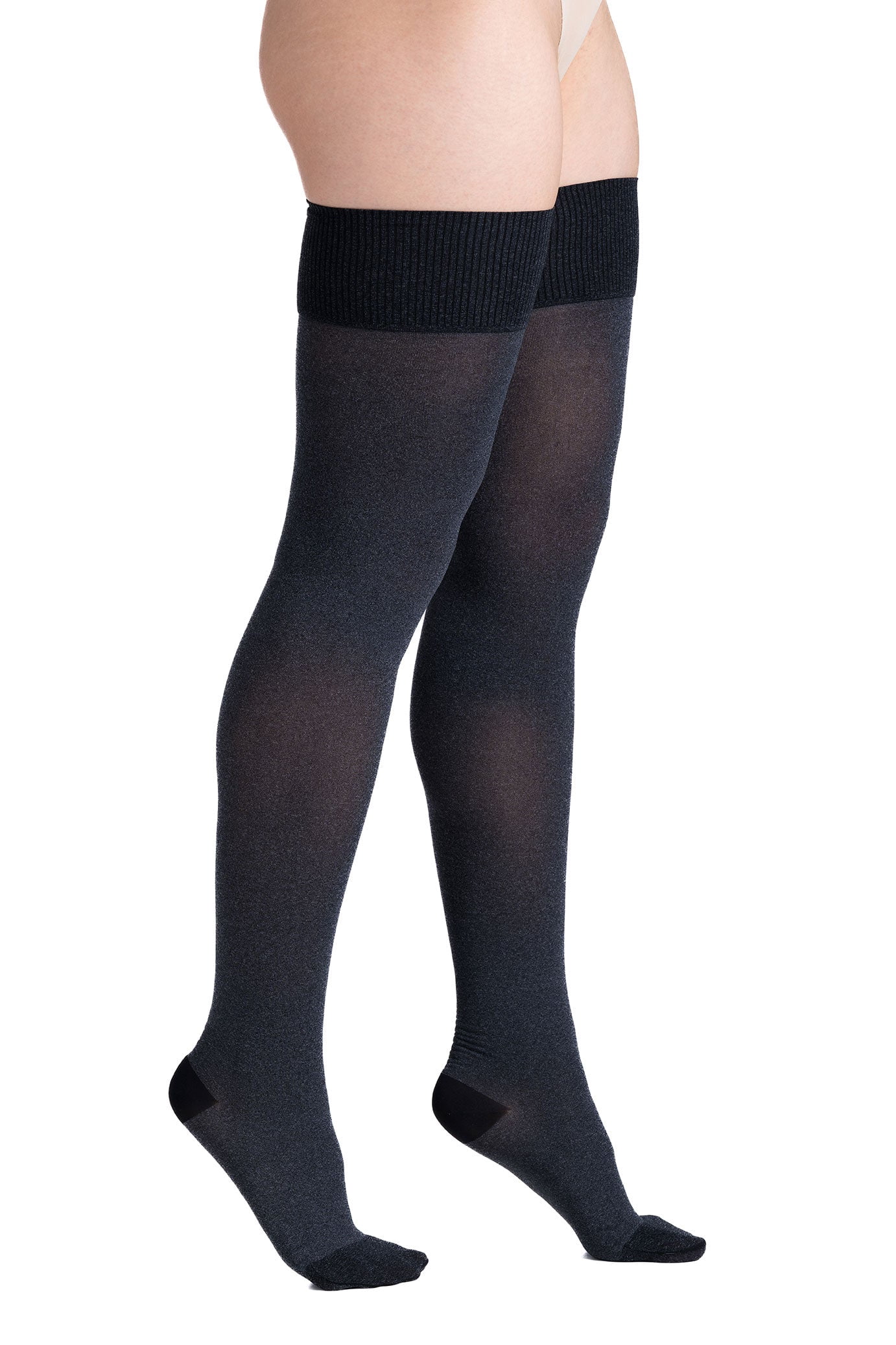 Allegro 15-20 MmHg Sheer Thigh High Compression Stockings – Made In USA, Silicone Bands