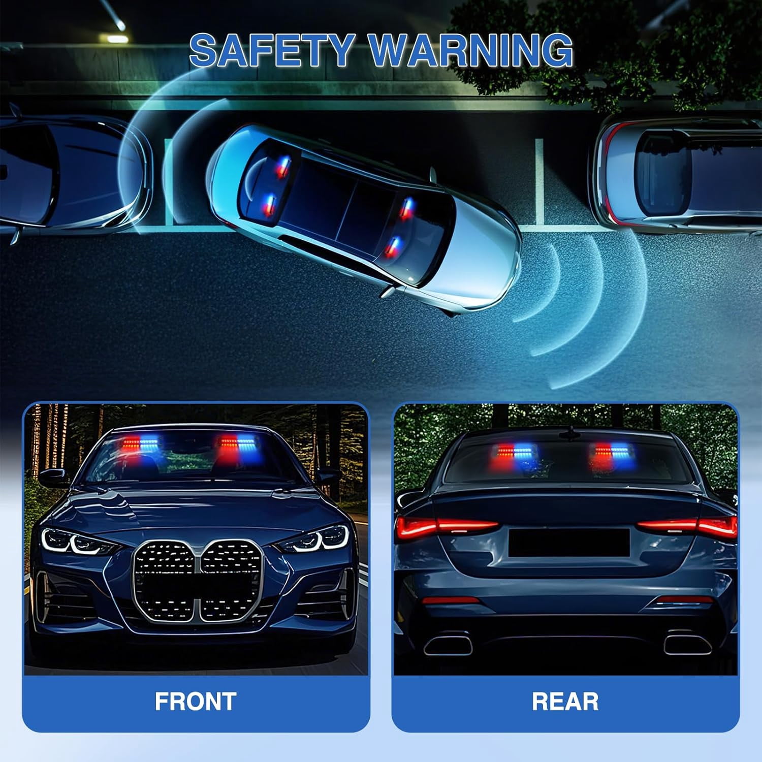 Nilight 24LED Emergency Strobe Traffic Advisor Light Bar 2 in 1 Red Blue Dash Warning Safety Flashing Lights Front/Rear Windshield Construction Lights for Trucks Cars