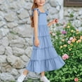 thumbnail image 5 of Xdegoge Girls Dresses Size 7 8 Formal Gown Dresses Maxi Dress Ruffle Sleeve Baby Girl Dresses 3-6 Months Casual Summer Beach Sundress with Pockets, 5 of 8