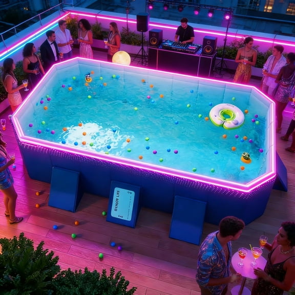 SESSLIFE Folding Swimming Pool, Non-Inflatable Portable Pool,Inflatable-Free and Durable with Triangle Support , Portable Space-saving Design, 65.35" × 42.13" × 17.72"