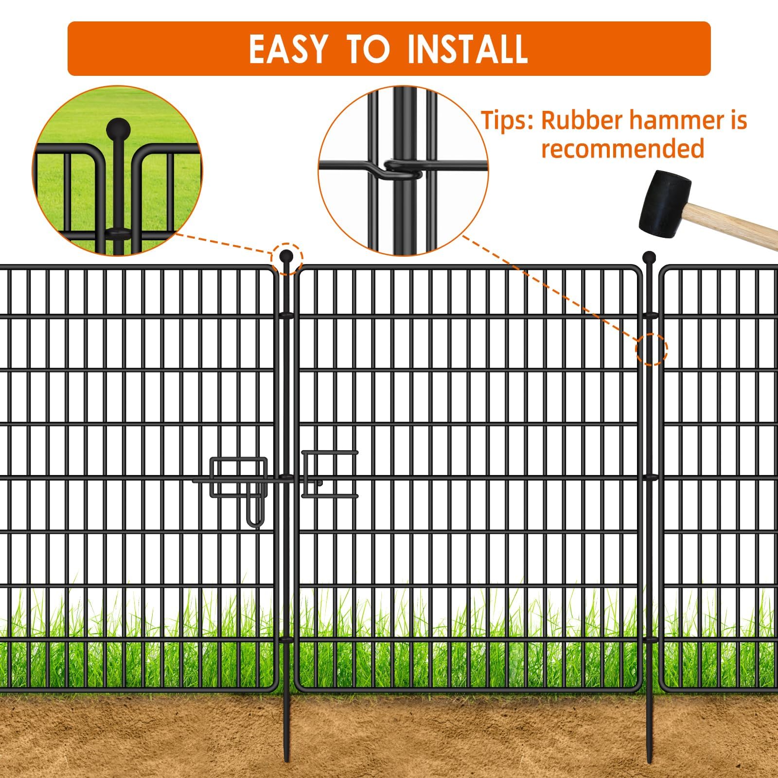 Ataucjin Garden Fence,10 Panels No Dig Decorative Fence for Outdoor,Yard, Patio,32 in(H) X 24 ft(L) Animal Barrier Rustproof Metal Wire Panel,Temporary Dog Fence
