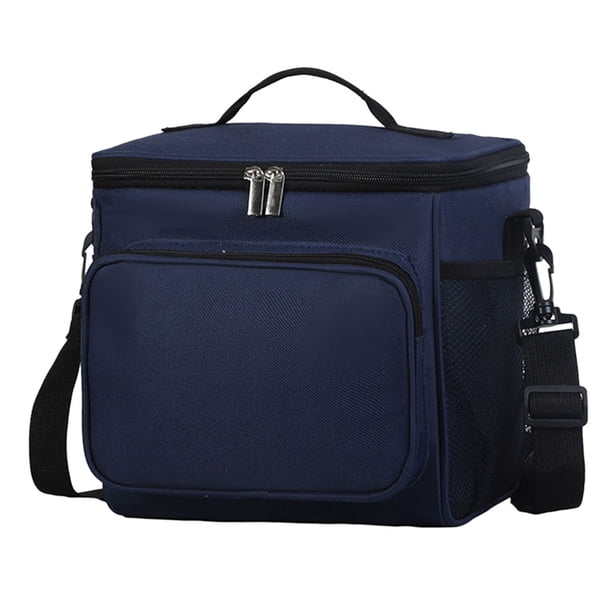 Bolsa térmica reutilizable para almuerzo de 10 L para hombre, con correa ajustable, negra, para el trabajo, la escuela y picnics al aire libre